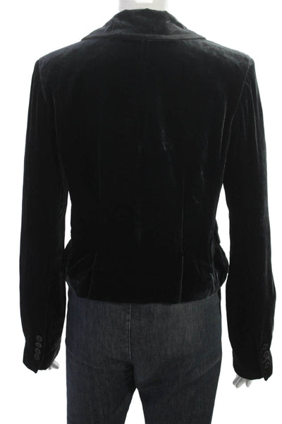 BCBG Max Azria Women Blazer Black Rayon Silk Collared Button Long Sleeve Size S