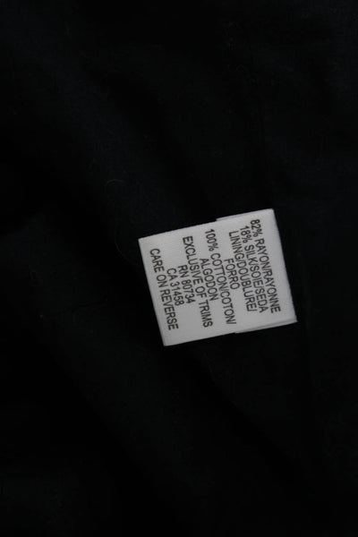 BCBG Max Azria Women Blazer Black Rayon Silk Collared Button Long Sleeve Size S