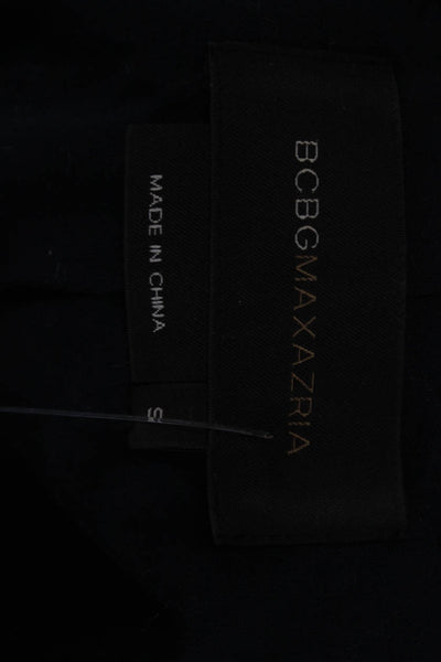 BCBG Max Azria Women Blazer Black Rayon Silk Collared Button Long Sleeve Size S