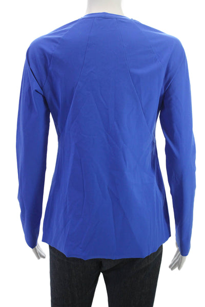 M2057 Womens Blue Mock Neck Long Sleeve Basic Top Size S