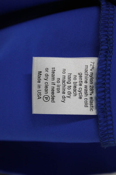M2057 Womens Blue Mock Neck Long Sleeve Basic Top Size S