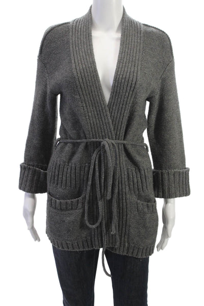 Vince Unisex Cardigan Sweater Dark Gray Alpaca Wool Blend Size S
