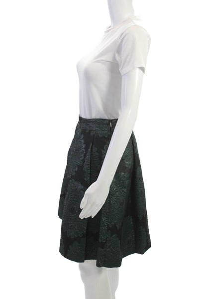 Trina Turk Women A-Line Pleated Black Floral Skirt Size 2