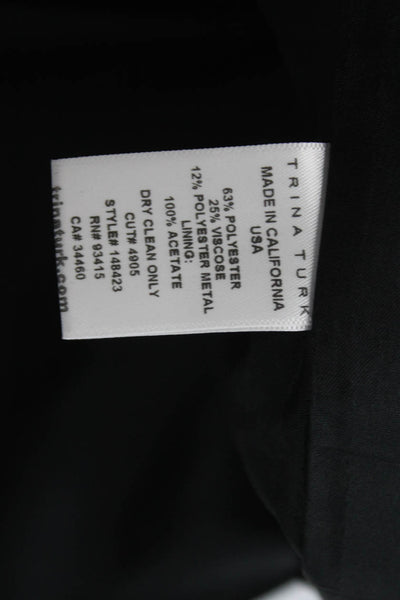 Trina Turk Women A-Line Pleated Black Floral Skirt Size 2