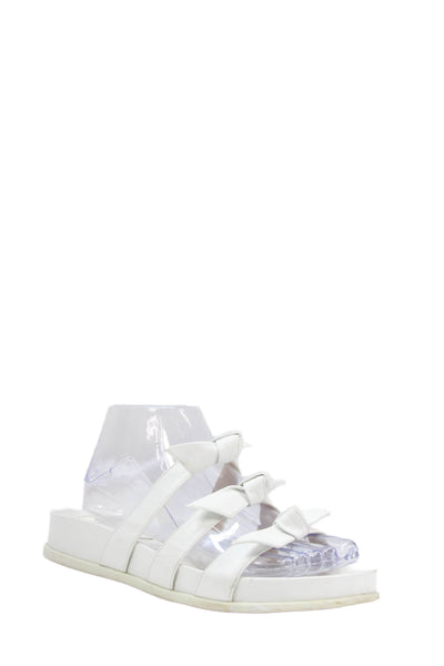 Alexandre Birman Womens Leather Knotted Detail Slide Sandals White Size 8