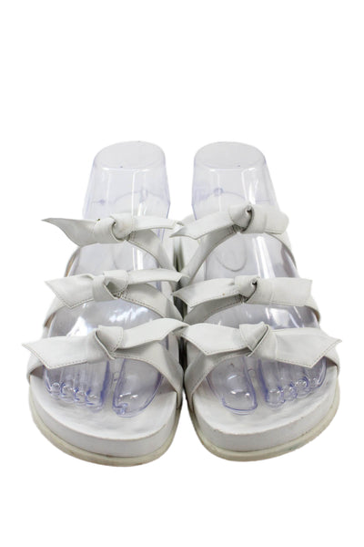 Alexandre Birman Womens Leather Knotted Detail Slide Sandals White Size 8