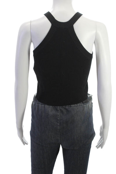 Brandy Melville Women Cropped High Neck Tank Black Size One Size