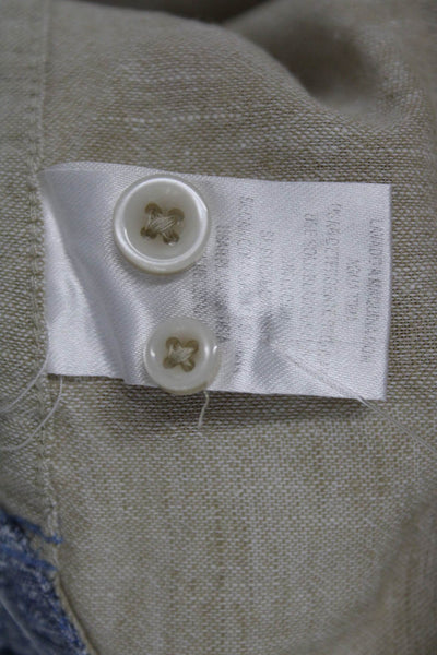 Age Of Wisdom Mens Linen Button Down Shirt Beige Size Extra Large