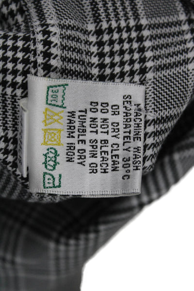 Bugatchi Mens Plaid Point Collar Button Up Dress Shirt Black Cotton Size XL