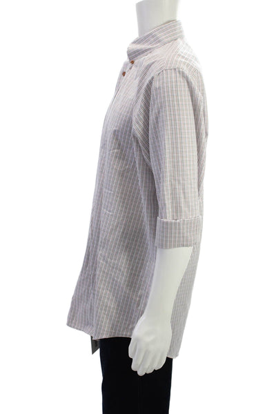 Paul Fredrick Mens Button-Down Dress Shirt White Check 100% Cotton Size 16