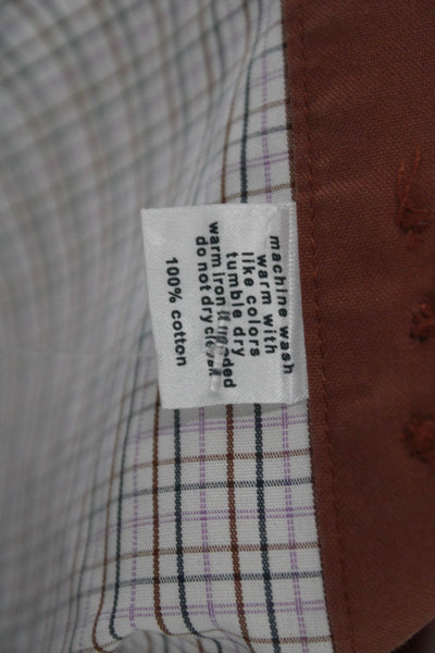 Paul Fredrick Mens Button-Down Dress Shirt White Check 100% Cotton Size 16