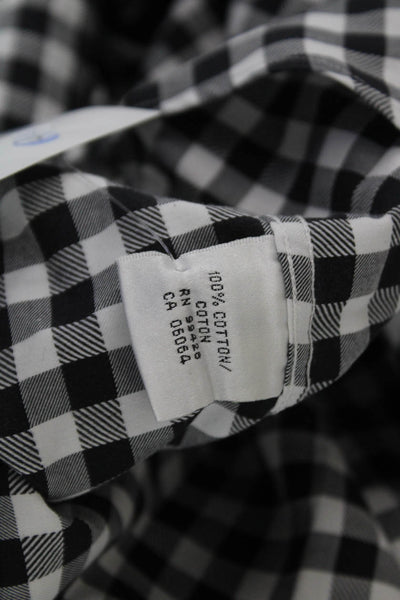 Bugatchi Mens Plaid Shaped Fit Button Down Shirt Black White Size Small