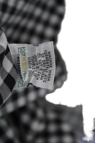 Bugatchi Mens Plaid Shaped Fit Button Down Shirt Black White Size Small