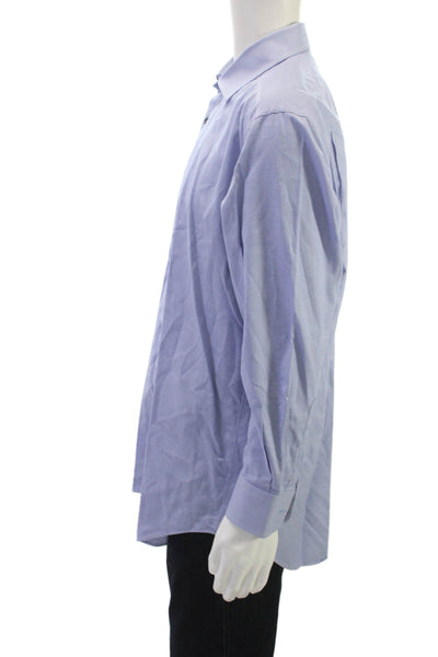 David Donahue Men Dress Shirt Light Blue Point Cotton Long Sleeve Size 16.5