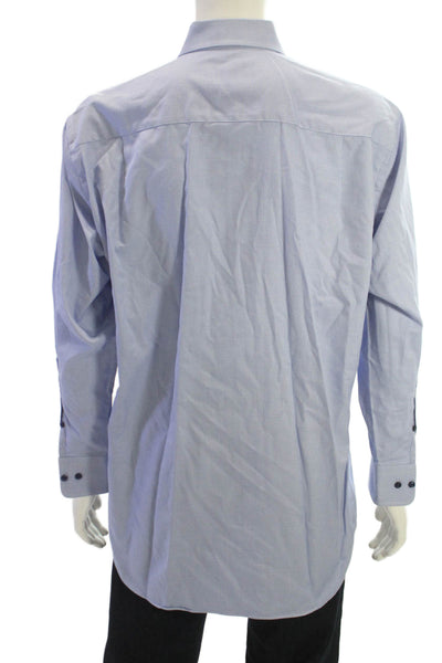 David Donahue Men Dress Shirt Light Blue Point Cotton Long Sleeve Size 16.5