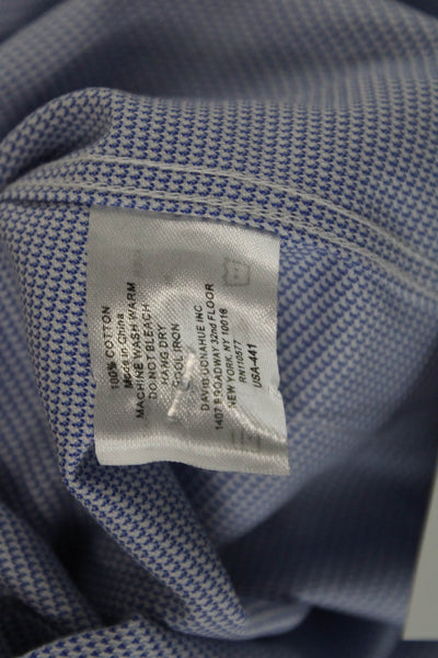 David Donahue Men Dress Shirt Light Blue Point Cotton Long Sleeve Size 16.5