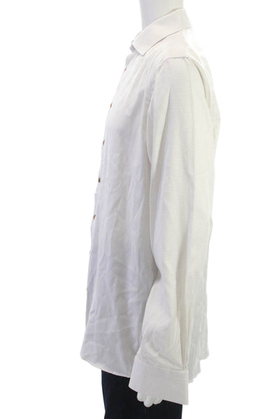 Eton Mens Point Dress Shirt White Check 100% Cotton Size 17