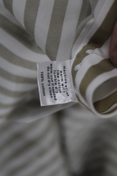 Paul Fredrick Mens Striped Cotton Point Dress Shirt Beige Long Sleeve Size 16