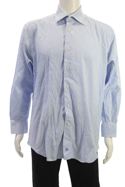 David Donahue Mens Light Blue Cotton Point Spread Dress Shirt Size 16
