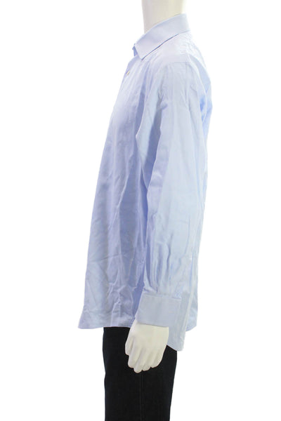 David Donahue Mens Light Blue Cotton Point Spread Dress Shirt Size 16