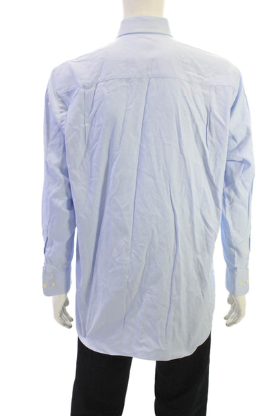 David Donahue Mens Light Blue Cotton Point Spread Dress Shirt Size 16