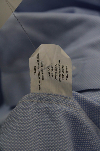 David Donahue Mens Light Blue Cotton Point Spread Dress Shirt Size 16