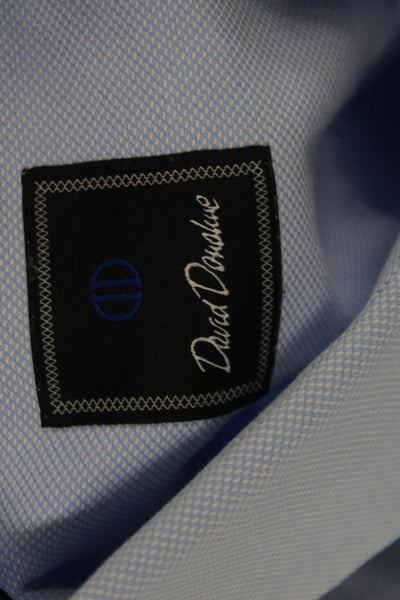 David Donahue Mens Light Blue Cotton Point Spread Dress Shirt Size 16