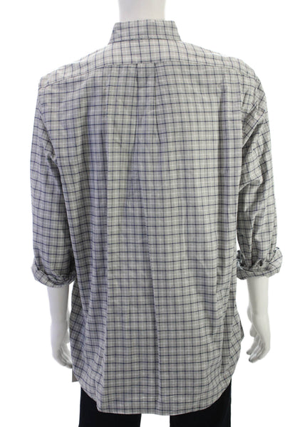 Ralph Lauren Blue Label Mens Plaid Classic Fit Shirt Grey Blue Size Extra Large