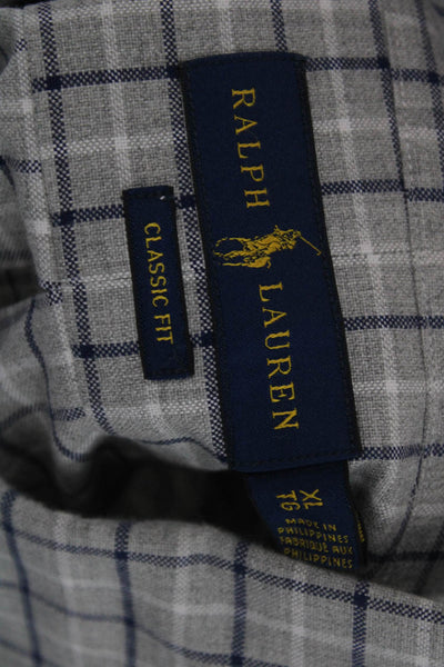 Ralph Lauren Blue Label Mens Plaid Classic Fit Shirt Grey Blue Size Extra Large