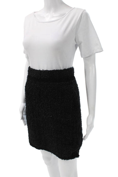 Current Air Women Black Straight Pencil Skirt Metallic Blend Knee Length Size S