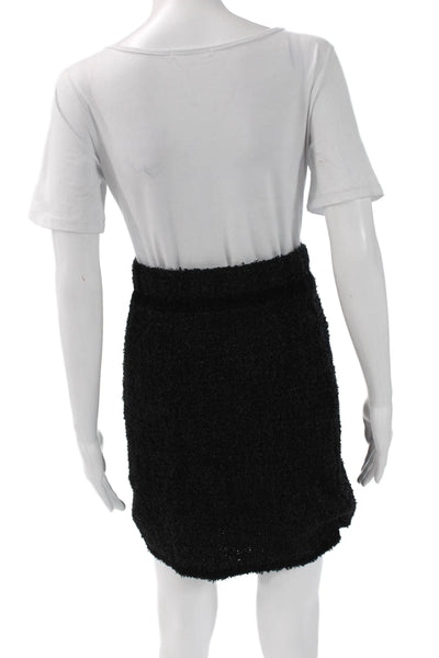 Current Air Women Black Straight Pencil Skirt Metallic Blend Knee Length Size S