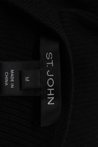 St. John Women Pullover Sweater Black 60% Wool 40% Polyamide Long Sleeve Size M