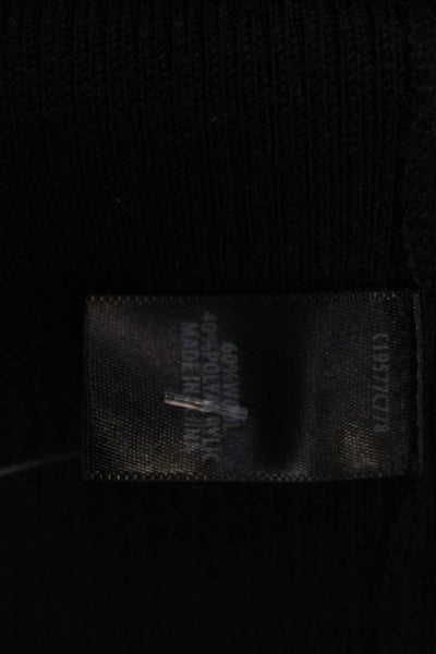 St. John Women Pullover Sweater Black 60% Wool 40% Polyamide Long Sleeve Size M