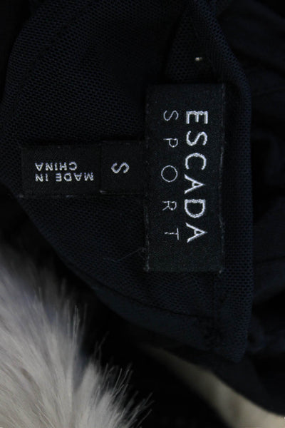 Escada Sport Womens Black Viscose Blend Long Sleeve Blouse Round Neck Size S