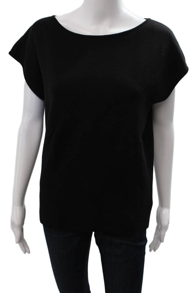 St. John Women Basic Black Wool Blend Round Neck Sweater Size M