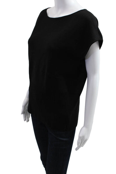 St. John Women Basic Black Wool Blend Round Neck Sweater Size M