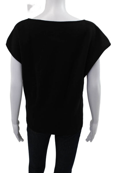St. John Women Basic Black Wool Blend Round Neck Sweater Size M