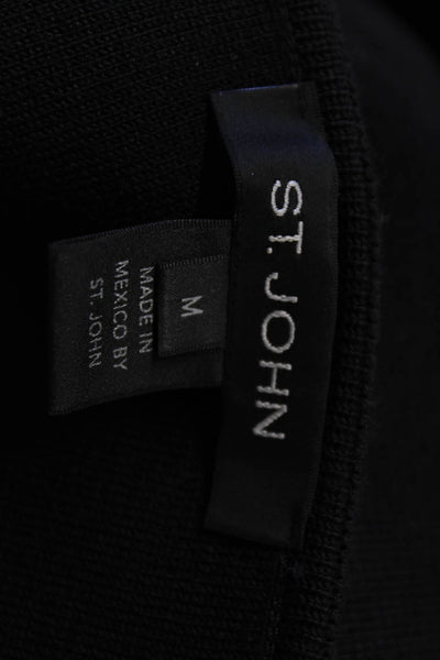St. John Women Basic Black Wool Blend Round Neck Sweater Size M