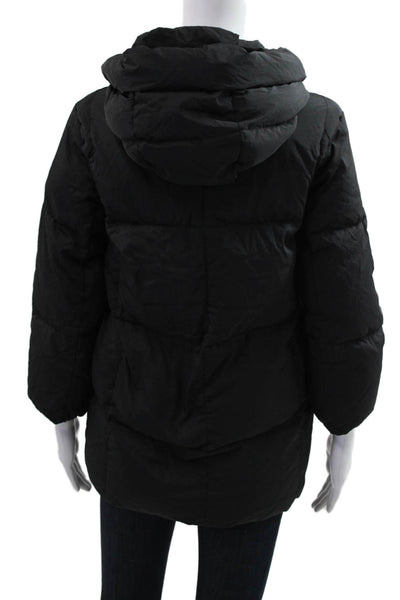 Zara Childrens Girls Full Zipper Hooded Puffer Jacket Black Size 9-10