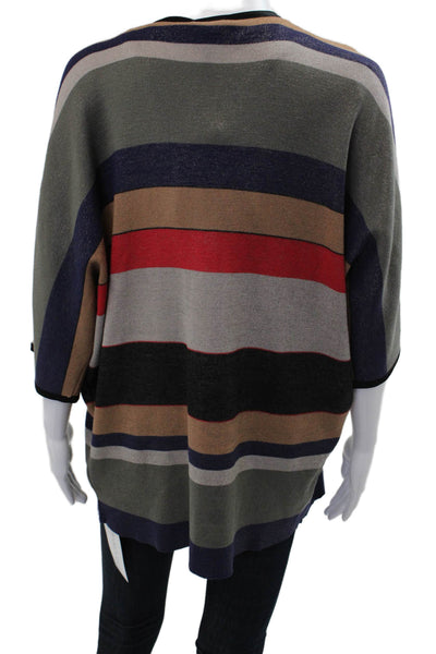 Escada Unisex Black Striped Wool Blend Cardigan 3/4 Sleeve Size M