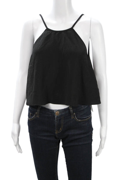 Kendall + Kylie Womens Cropped Camisole Black Sleeveless Button Size M