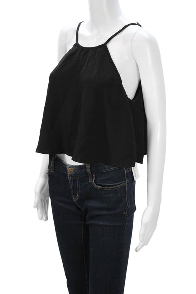 Kendall + Kylie Womens Cropped Camisole Black Sleeveless Button Size M