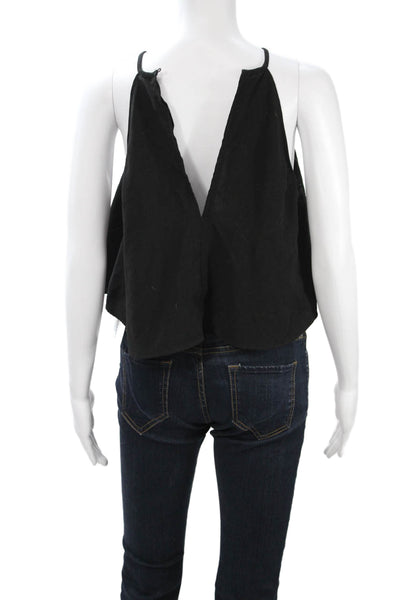 Kendall + Kylie Womens Cropped Camisole Black Sleeveless Button Size M