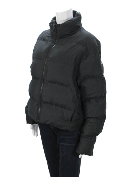 GYMSHARK Women Puffer Quilted Jacket Black Zip High Neck Polyester Size S