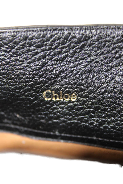 Chloe Womens Leather Belted Biker Ankle Boots Black Size 37.5 7.5