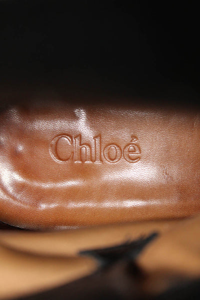 Chloe Womens Leather Belted Biker Ankle Boots Black Size 37.5 7.5