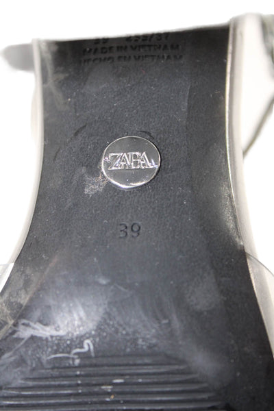 Zara Womens Ankle Strap Sandal Heels Silver Clear Size 39 9