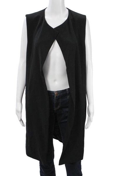 Zara Woman Womens Black Polyester Sleeveless Vest Classic Solid Size S
