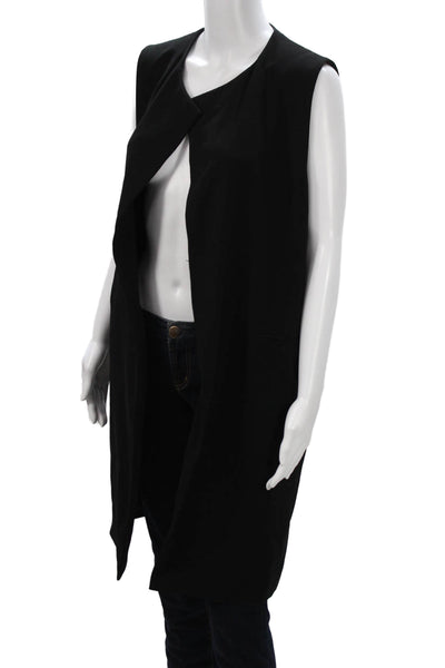 Zara Woman Womens Black Polyester Sleeveless Vest Classic Solid Size S