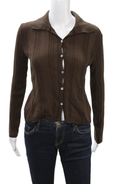 Zara Unisex Brown Striped Viscose Cardigan Long Sleeve Size S